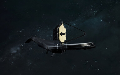 Wall Mural - james webb telescope explores deep space. jwst launch art. elements of image provided by nasa