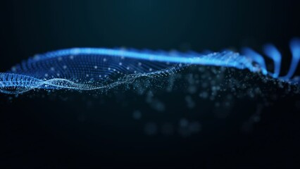 Wall Mural - futuristic video animation with particle wave object in slow motion, 4096x2304 loop 4k