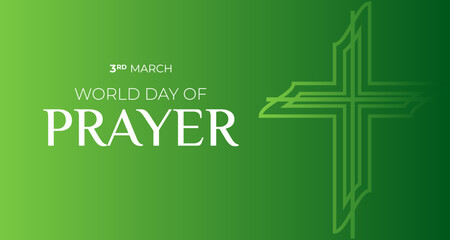 Sticker - Green World Day of Prayer Background Illustration Banner with Christian Cross