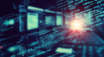 Aufkleber - Programming code in cyberspace. Digital transformation.