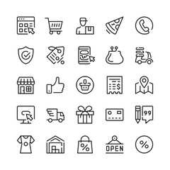 Wall Mural - Online shopping line icons. Outline symbols. Vector line icons set