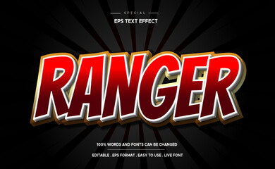 Wall Mural - Ranger text effect with yellow color and can be edited.