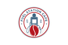 Fuel Station Cafe Logo Design Coffee Bean Icon Symbol