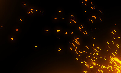 Fototapete - Fire sparks on dark transparent background. Realistic isolated fire sparks.