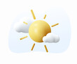 3D sun icon vector illustration. flaming crown frame. Clear sky, good weather background. Sun icon free to edit. Sunny