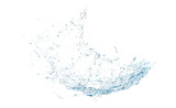 3d clear blue water scattered around, water splash transparent isolated. 3d render illustration