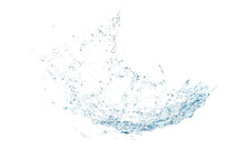 3d Clear Blue Water Scattered Around, Water Splash Transparent Isolated. 3d Render Illustration