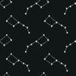 Doodle cosmic seamless pattern in childish style. Hand drawn abstract big dipper. Black and white