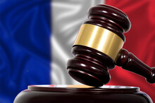 Flagge Von Frankreich, Gerechtigkeit Und Ein Richterhammer
