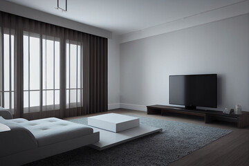 Canvas Print - 3d render of modern living room interior.