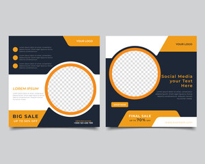 Wall Mural - set of editable minimal square banner template. social media post sale template design