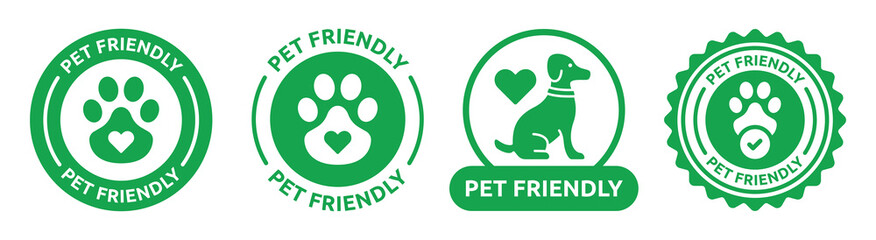 Set of pet friendly icon sign. Pets allowed symbol vector illustration.