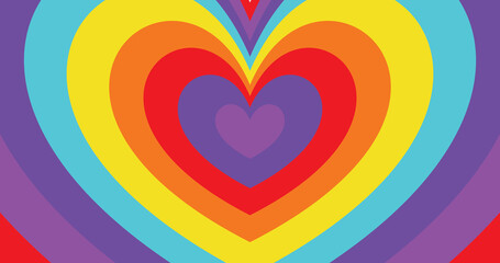 Wall Mural - contrast rainbow colorful heart love background