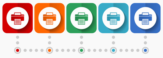 Poster - Printer vector icons, infographic template, set of flat design print, office symbols