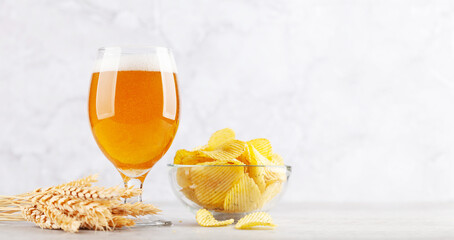 Canvas Print - Beer glass and snack