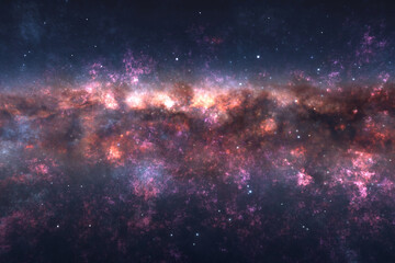 Wall Mural - Night sky with space nebula, glowing stars and magical galaxy
