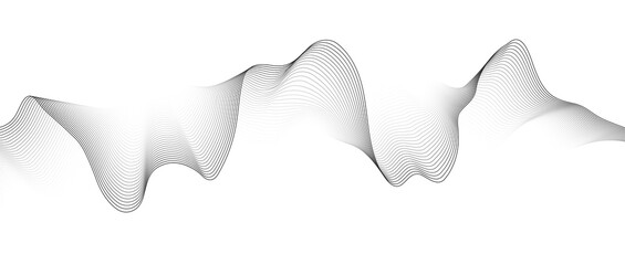 Wall Mural - Abstract black smooth wave on a white background. Dynamic sound wave. Design element. Vector illustration.