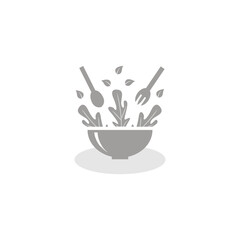 Salad bowl line art icon, healthy food salad isolated vector illustration for salad bar