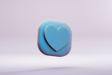 Poster - Beautiful illustration healthy  blue Heart symbol icons on a bright pink  background. 3d rendering illustration. Background pattern for design..