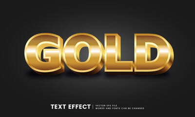 Wall Mural - 3d gold text effect. Editable fancy shiny golden font style perfect for logotype, title or heading.