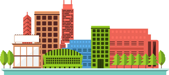 Illustrations flat design concept building city and tower. PNG