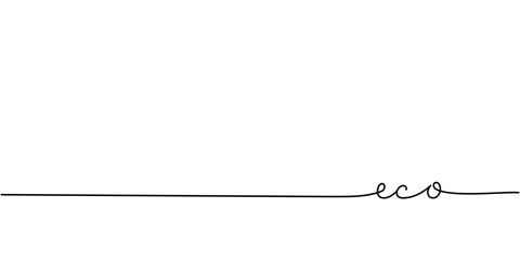 Wall Mural - Eco word - continuous one line with word. Minimalistic drawing of phrase illustration.
