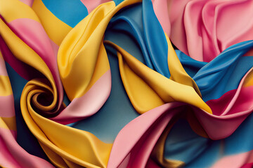 Spectacular classy background of a silky smooth fabric with a pattern of multicolor texture. Beautiful works of realistic abstract art. Digital art 3D illustration.