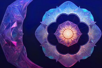 Wall Mural - mandala crystal glowing