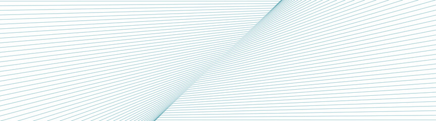Wall Mural - Bright blue curved lines abstract technology background. Vector minimal banner design