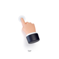 Wall Mural - hand touchscreen gesture. vector 3d hand actions icon on touch screen like tap, touch or click on sc