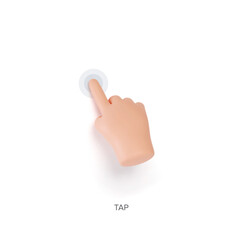 Wall Mural - hand touchscreen gesture. vector 3d hand actions icon on touch screen like tap, touch or click on sc