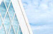 © leeyiutung - Reflection of cloud and sky on glass window of modern architecture. Building abstract background