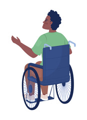 Canvas Print - Man in wheelchair semi flat color vector character. Patient with disability. Editable figure. Full body person on white. Simple cartoon style illustration for web graphic design and animation