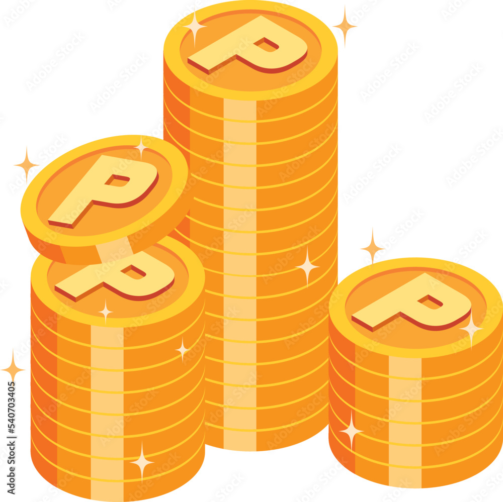 ポイントコインが積み重なったイラスト Stock Vector | Adobe Stock
