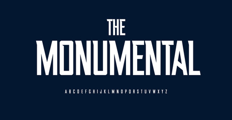 Monumental sport font, high alphabet, condensed bold letters for unique sportswear title and slim slender headline. Grotesk typography with acute angle spike serifs. Vector typeface