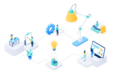 Wall Mural - coworking center - colorful isometric illustration