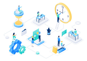Wall Mural - time management - modern colorful isometric illustration