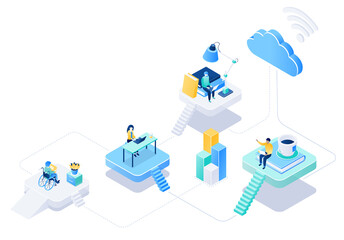 Wall Mural - go freelance - modern isometric illustration