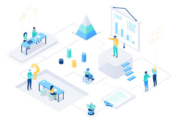 Wall Mural - business coaching - modern colorful isometric illustration