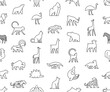 Seamless pattern with Animals logos. Animal logo set. Isolated on White background