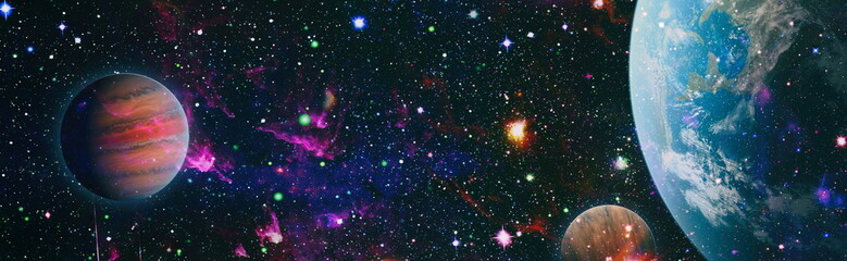 Wall Mural - space background with red nebula and stars. elements of this image furnished by nasa.