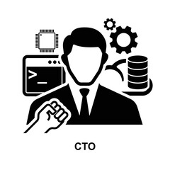 Chief technology officer  icon, CTO icon. Business concept background vector illustration.