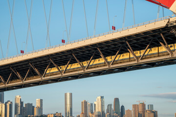 Wall Mural - Rail bridge and urban skyline, Chongqing, China