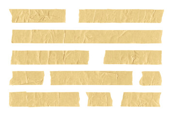collection of adhesive tape pieces on transparent background