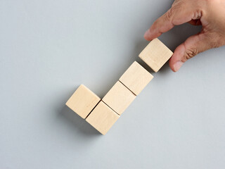 Wall Mural - approval, correct or right choice, voting yes or positive feedback concepts. hand arranges wood cube