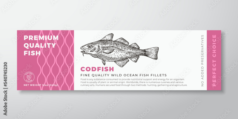 Premium Quality Codfish Vector Packaging Label Design Modern Typography ...