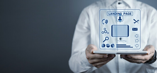 Wall Mural - online web business. landing page. internet, technology, business