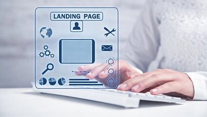 Wall Mural - online web business. landing page. internet, technology, business