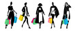 © tatoman - Silhouette of group of women holding shopping bags, winter fashion themed vector illustration.