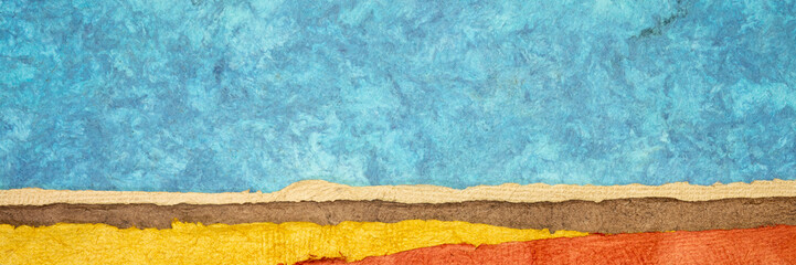 Canvas Print - abstract landscape panorama created with sheets of textured colorful handmade paper